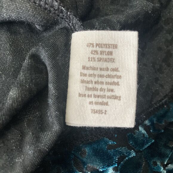 Vintage Decree Y2K Burnout Velvet Blouse Teal Womens SMALL Peplum Goth 90s - Picture 5 of 10